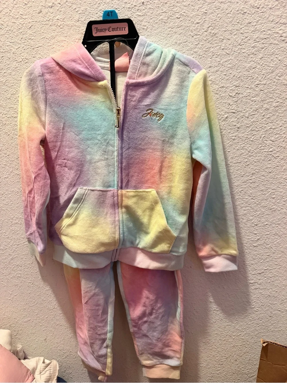 Juicy Couture Pastel Rainbow Terry Hoodie & Joggers Set